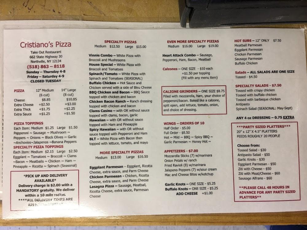 Cristiano's Pizza Menu image 4
